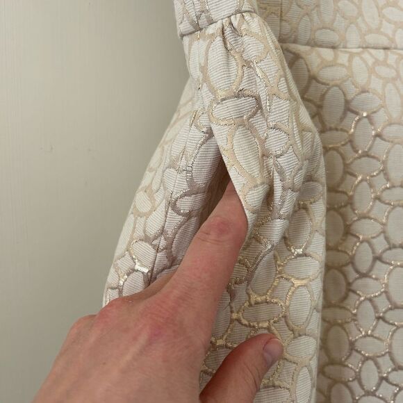 Anthropologie Erin Fetherston Cream Gold Bow Back Dress - Picture 10 of 14